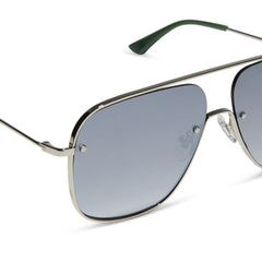 CYNTHIA - SILVER + ALPINE TEMPLE TIPS + GREY GRADIENT WITH SILVER FLASH + POLARIZED SUNGLASSES