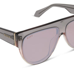 GEORGIE - BLACK SMOKE + VINTAGE ROSE CRYSTAL OMBRE + MAUVE + SILVER FLASH SUNGLASSES