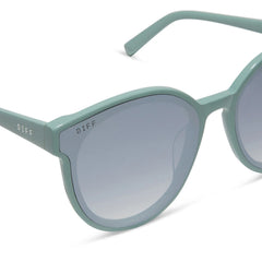 GEMMA - STEEL TEAL + GREY GRADIENT WITH SILVER FLASH SUNGLASSES