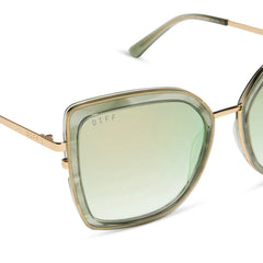 CLARISSE - GOLD + COOL MATCHA MIRROR SUNGLASSES