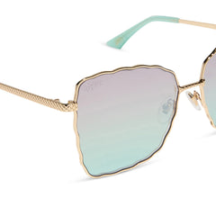 ARIEL 2.0 - SHIMMERING GOLD + IRIDESCENT SEA FOAM TO BLUE GRADIENT SUNGLASSES