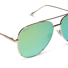 SCARLETT - GOLD + TURQUOISE ICE MIRROR SUNGLASSES
