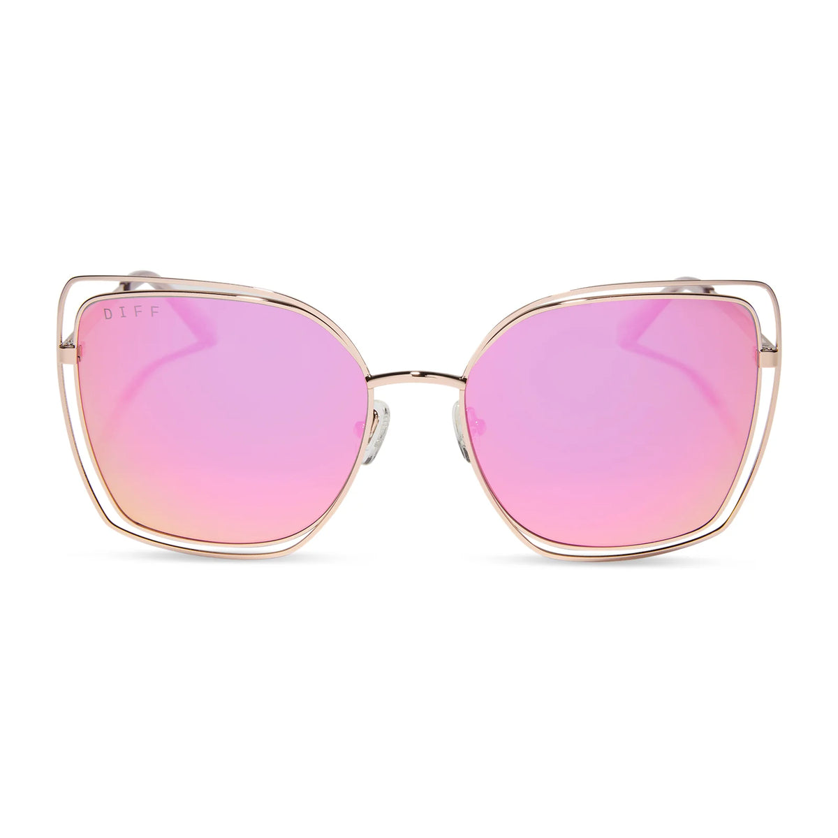 JACQUELINE - CHAMPAGNE + PINK MIRROR SUNGLASSES