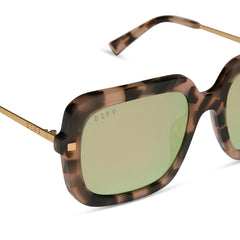 SANDRA - HIMALAYAN TORTOISE + TAUPE MIRROR SUNGLASSES