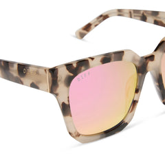 ARIANA - CREAM TORTOISE + PINK MIRROR SUNGLASSES