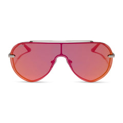IMANI - GUNMETAL + RED HOT SUMMER MIRROR SUNGLASSES