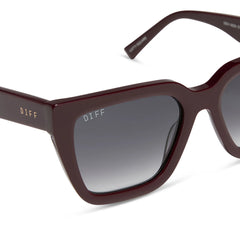 AMARA - DARK CHERRY LACQUER + GREY GRADIENT SUNGLASSES