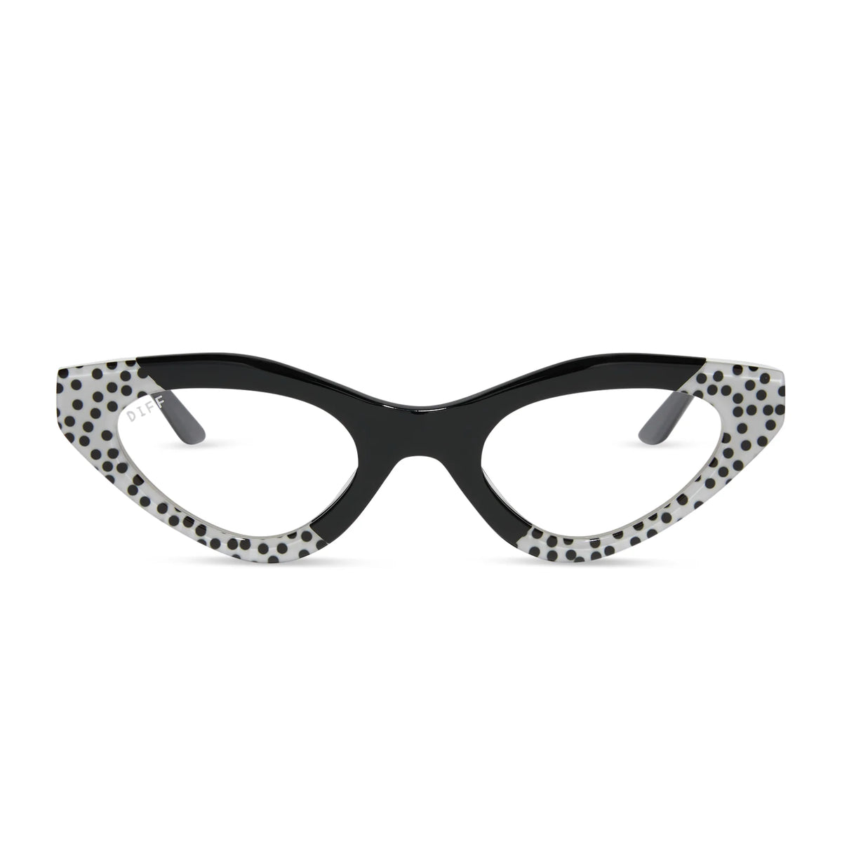 EMILY CAT EYE - MIDNIGHT POLKA DOT + GLASSES