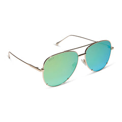 SCARLETT - GOLD + TURQUOISE ICE MIRROR SUNGLASSES
