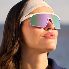 SPIKE - MATTE WHITE + LAVENDER + SHERBET RAINBOW MIRROR + POLARIZED SUNGLASSES