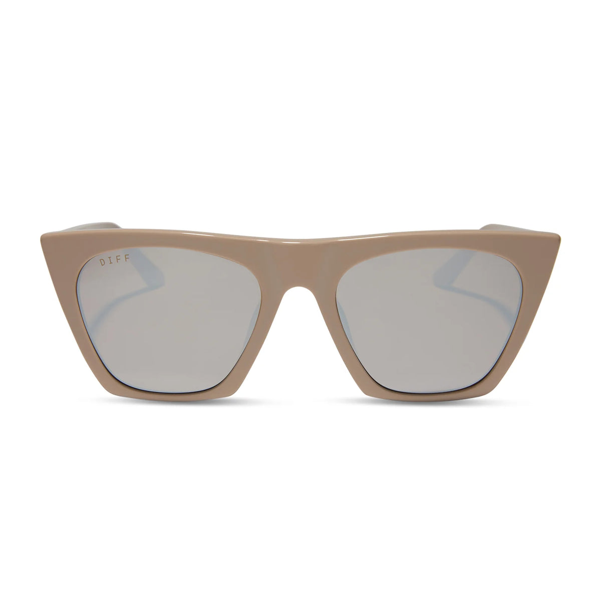 AVRIL - ALMOND + SILVER FLASH SUNGLASSES