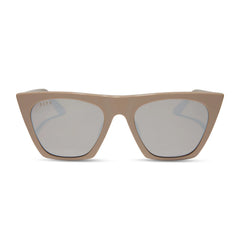 AVRIL - ALMOND + SILVER FLASH SUNGLASSES