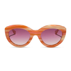 ENID SINCLAIR - ENIDS PINK + ORANGE STRIPE SWEATER + ROSY HIGHLIGHT SUNGLASSES