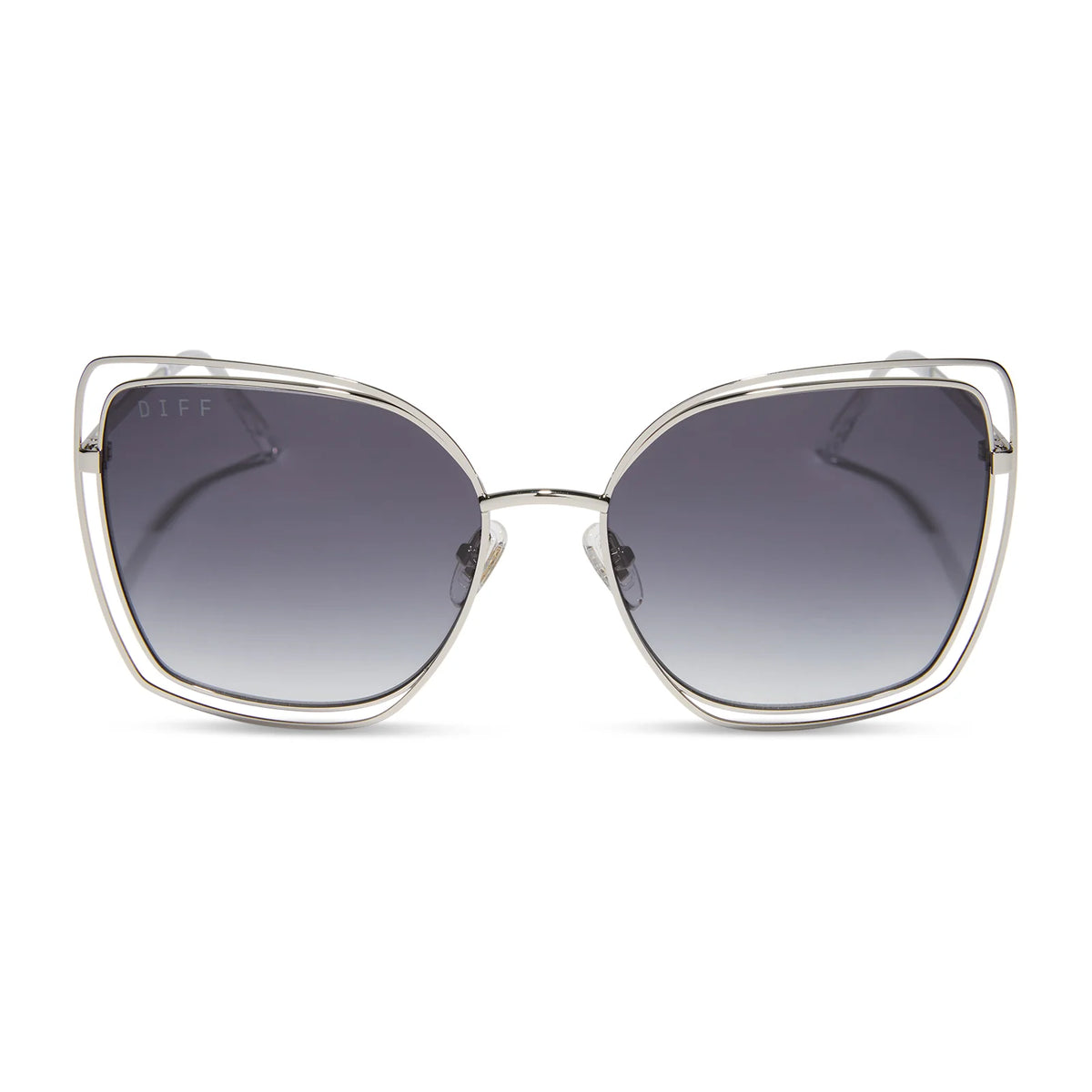 JACQUELINE - SILVER + GREY GRADIENT SUNGLASSES