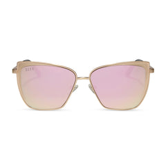 GRACE - BRUSHED GOLD + CHERRY BLOSSOM MIRROR SUNGLASSES