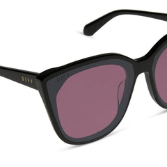 GJELINA - BLACK + AUBERGINE + SILVER FLASH SUNGLASSES