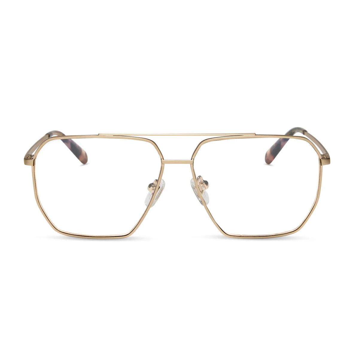 BERKELY - BRUSHED GOLD + ESPRESSO TORTOISE TIPS + BLUE LIGHT TECHNOLOGY GLASSES