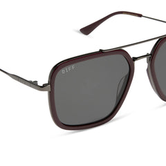 JORDAN - DARK CHERRY LACQUER + GREY GRADIENT + POLARIZED SUNGLASSES
