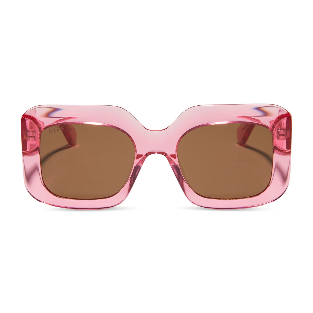 GIADA - CANDY PINK CRYSTAL + BROWN SUNGLASSES