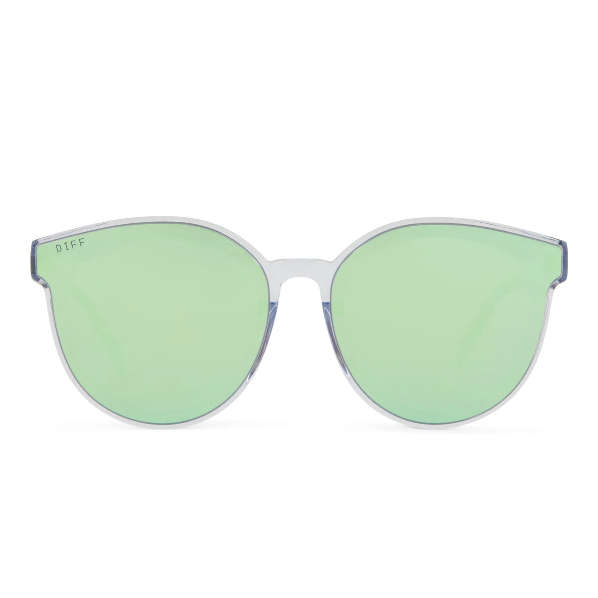 GEMMA - CLEAR CRYSTAL + TEAL MIRROR SUNGLASSES