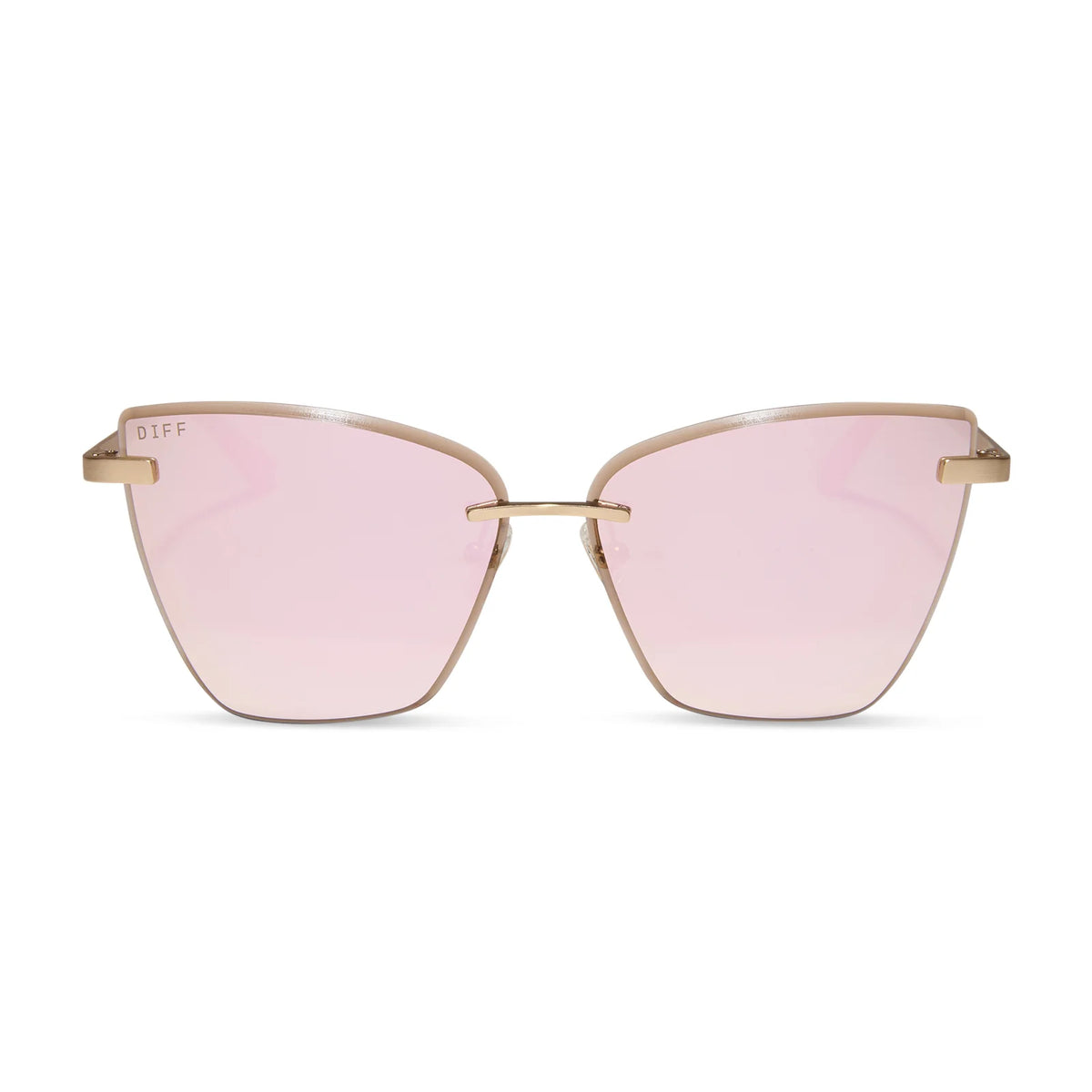 BECKY V - BRUSHED GOLD + CHERRY BLOSSOM MIRROR SUNGLASSES