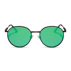 SNAPE™️ - MATTE BLACK METAL + GREEN MIRROR SUNGLASSES